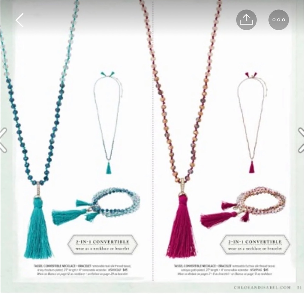 Teal Tassel Convertible Necklace + Bracelet Set